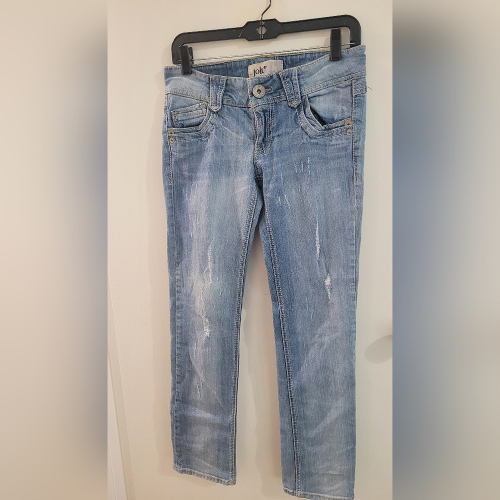 Jolt Blue Skinny Jeans with Distressed Details